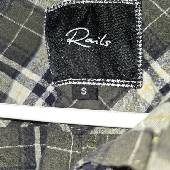 #310 Rails Green and White Plaid Casual Shirt - Picture 2 of 2